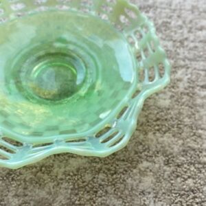 Vintage Green Glass Decorative Bowl